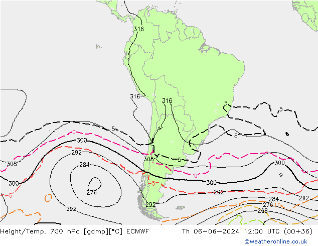 Yükseklik/Sıc. 700 hPa ECMWF Per 06.06.2024 12 UTC