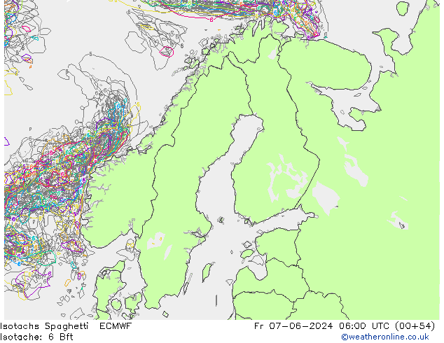 Isotachs Spaghetti ECMWF Pá 07.06.2024 06 UTC