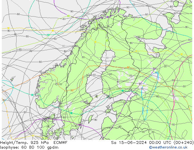 Height/Temp. 925 hPa ECMWF Sáb 15.06.2024 00 UTC