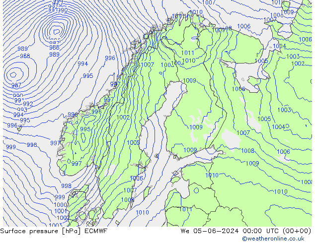 pressão do solo ECMWF Qua 05.06.2024 00 UTC