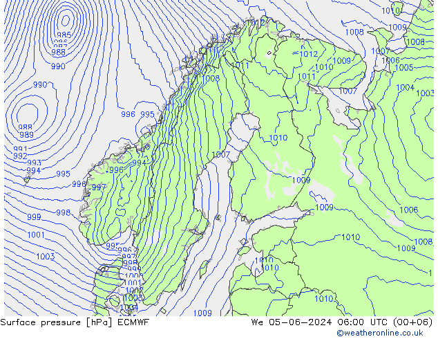 Bodendruck ECMWF Mi 05.06.2024 06 UTC