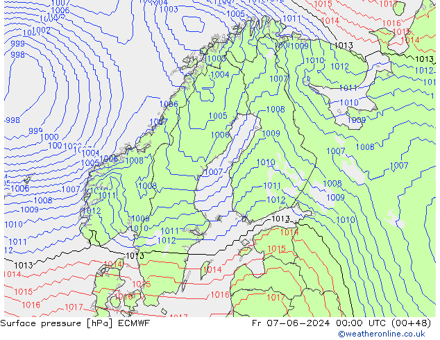 Atmosférický tlak ECMWF Pá 07.06.2024 00 UTC