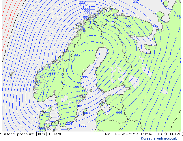 Luchtdruk (Grond) ECMWF ma 10.06.2024 00 UTC