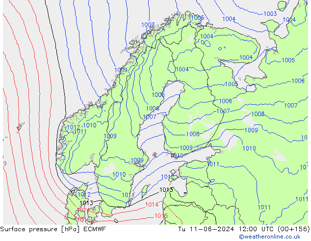 pressão do solo ECMWF Ter 11.06.2024 12 UTC