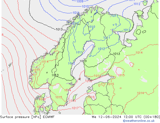 приземное давление ECMWF ср 12.06.2024 12 UTC