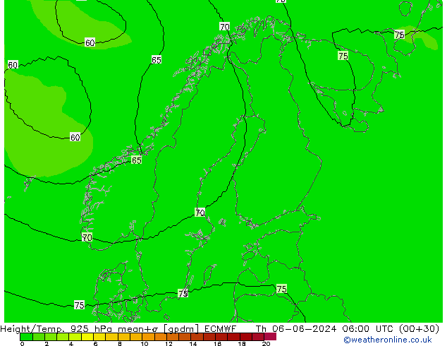 Yükseklik/Sıc. 925 hPa ECMWF Per 06.06.2024 06 UTC