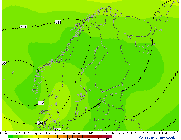 Height 500 hPa Spread ECMWF  08.06.2024 18 UTC