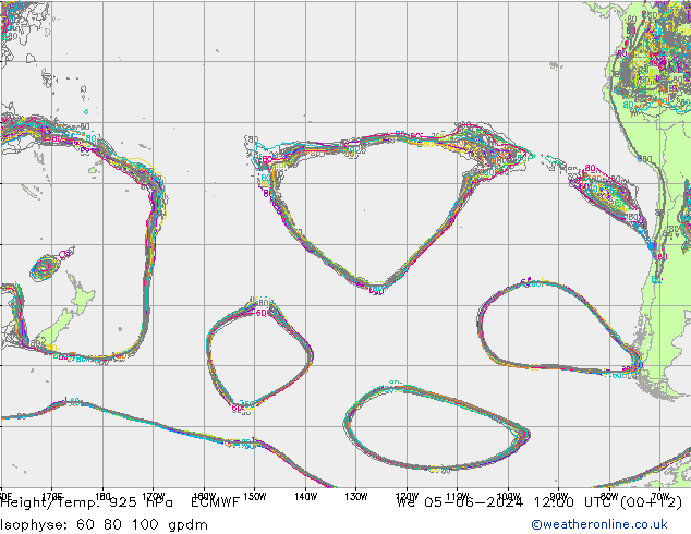 Height/Temp. 925 hPa ECMWF We 05.06.2024 12 UTC