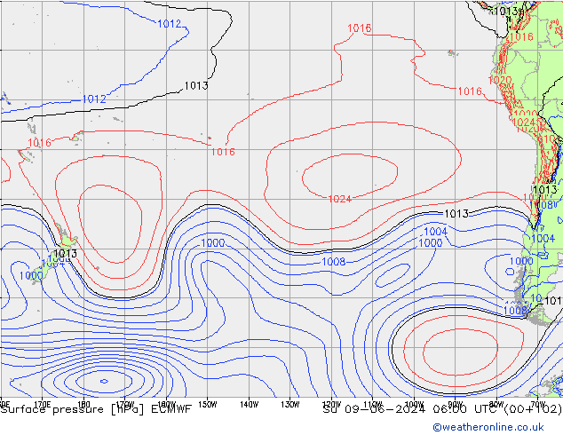 Surface pressure ECMWF Su 09.06.2024 06 UTC