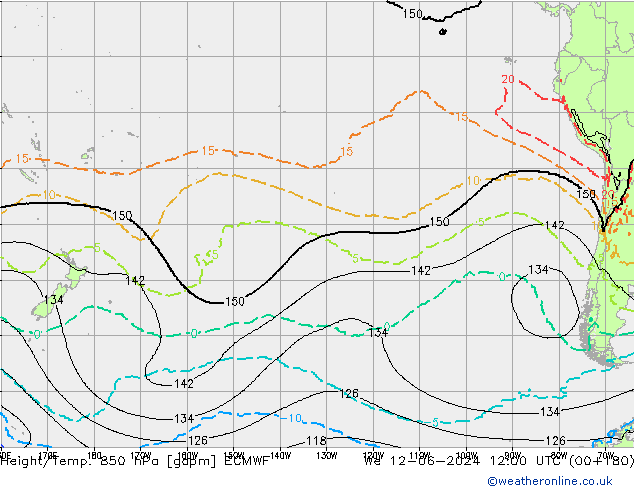 Height/Temp. 850 hPa ECMWF Mi 12.06.2024 12 UTC