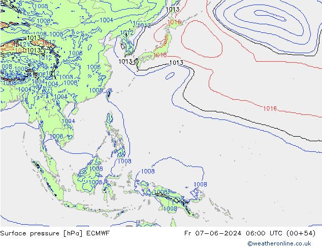 Pressione al suolo ECMWF ven 07.06.2024 06 UTC