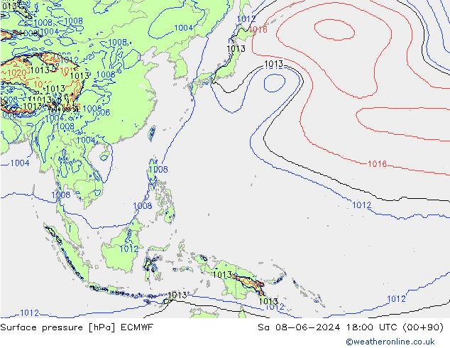 Luchtdruk (Grond) ECMWF za 08.06.2024 18 UTC