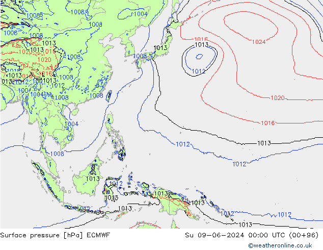 Bodendruck ECMWF So 09.06.2024 00 UTC