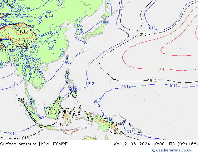 Bodendruck ECMWF Mi 12.06.2024 00 UTC