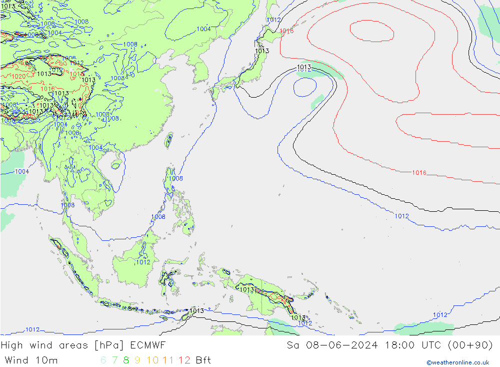 Windvelden ECMWF za 08.06.2024 18 UTC