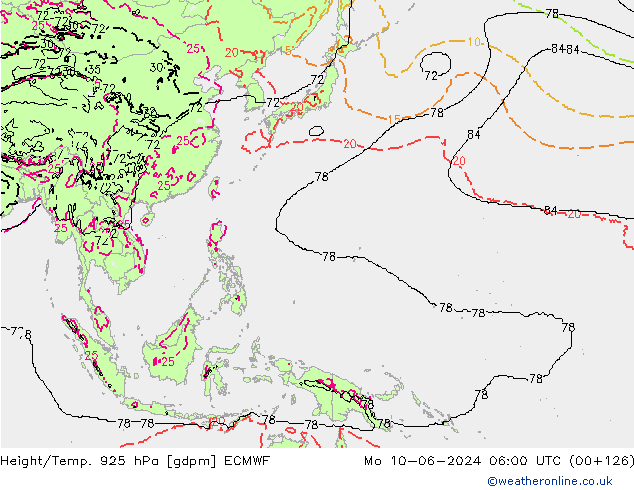 Height/Temp. 925 hPa ECMWF  10.06.2024 06 UTC