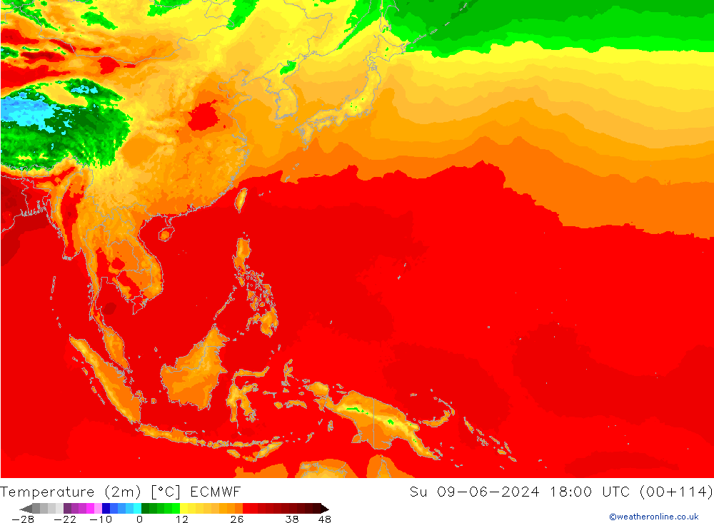 Temperature (2m) ECMWF Ne 09.06.2024 18 UTC