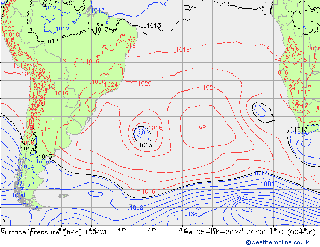 Surface pressure ECMWF We 05.06.2024 06 UTC