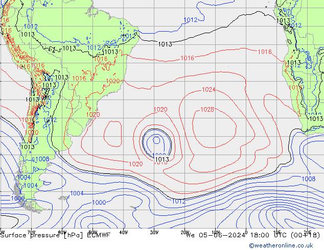 pression de l'air ECMWF mer 05.06.2024 18 UTC