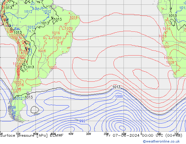 Luchtdruk (Grond) ECMWF vr 07.06.2024 00 UTC