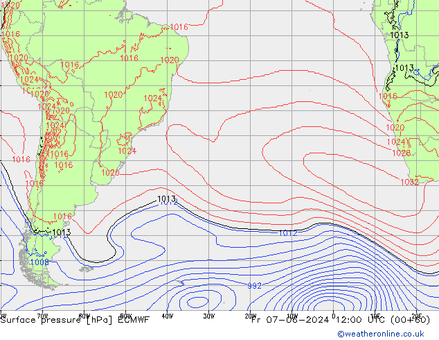 Luchtdruk (Grond) ECMWF vr 07.06.2024 12 UTC