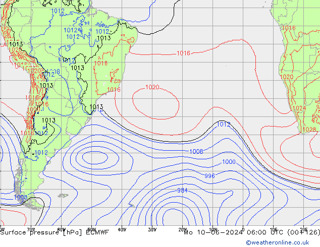 приземное давление ECMWF пн 10.06.2024 06 UTC