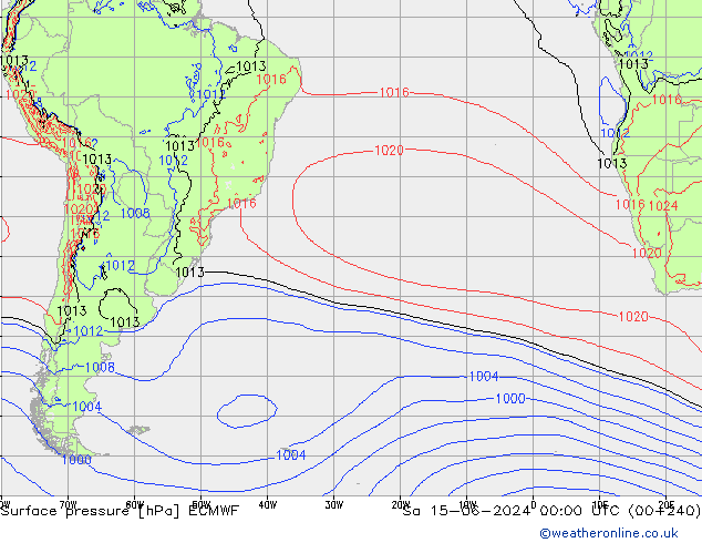 Surface pressure ECMWF Sa 15.06.2024 00 UTC