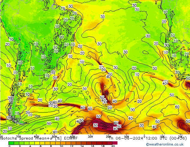 Isotachs Spread ECMWF Qui 06.06.2024 12 UTC