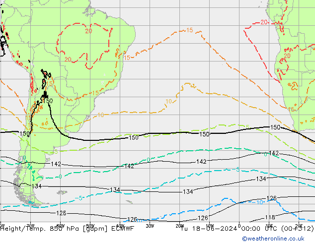 Height/Temp. 850 hPa ECMWF Di 18.06.2024 00 UTC