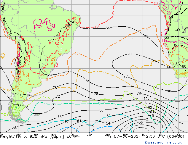 Height/Temp. 925 hPa ECMWF Sex 07.06.2024 12 UTC