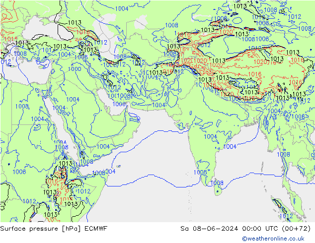 приземное давление ECMWF сб 08.06.2024 00 UTC