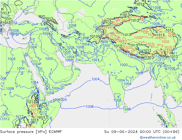 pressão do solo ECMWF Dom 09.06.2024 00 UTC