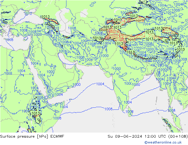 Yer basıncı ECMWF Paz 09.06.2024 12 UTC