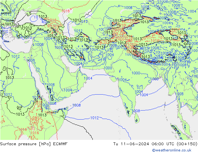 pressão do solo ECMWF Ter 11.06.2024 06 UTC