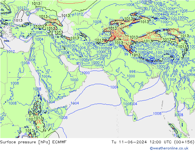 Pressione al suolo ECMWF mar 11.06.2024 12 UTC