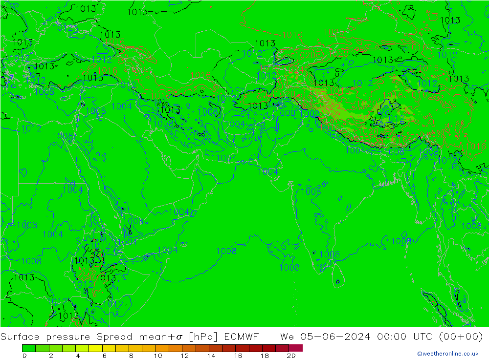 ciśnienie Spread ECMWF śro. 05.06.2024 00 UTC