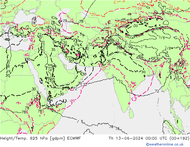 Height/Temp. 925 hPa ECMWF  13.06.2024 00 UTC