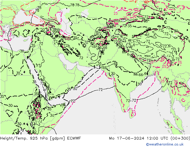 Height/Temp. 925 hPa ECMWF lun 17.06.2024 12 UTC