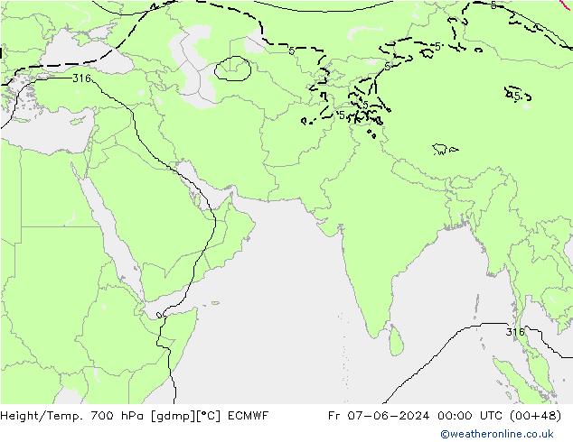 Height/Temp. 700 hPa ECMWF  07.06.2024 00 UTC