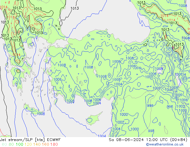 Jet stream/SLP ECMWF So 08.06.2024 12 UTC