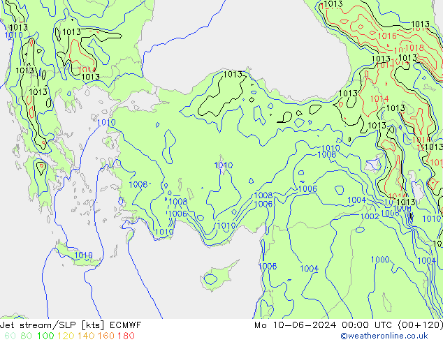 Corriente en chorro ECMWF lun 10.06.2024 00 UTC