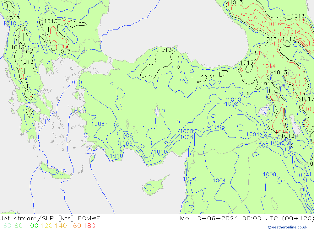 Corriente en chorro ECMWF lun 10.06.2024 00 UTC