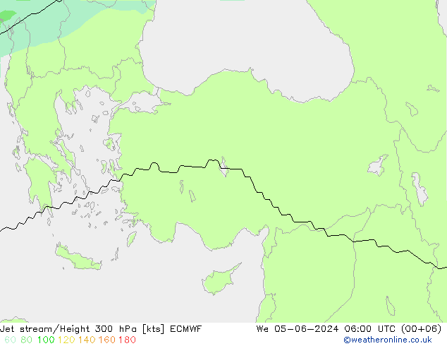 Jet stream/Height 300 hPa ECMWF We 05.06.2024 06 UTC