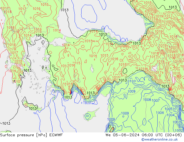 Yer basıncı ECMWF Çar 05.06.2024 06 UTC