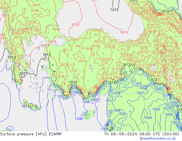 pression de l'air ECMWF jeu 06.06.2024 06 UTC