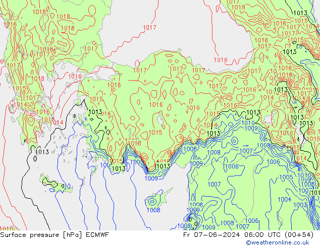 ciśnienie ECMWF pt. 07.06.2024 06 UTC