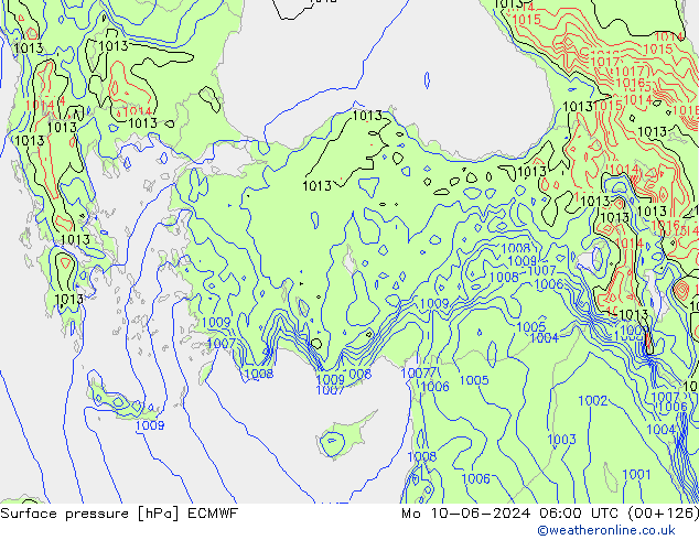 pressão do solo ECMWF Seg 10.06.2024 06 UTC