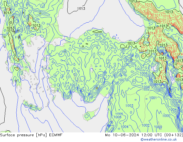 Pressione al suolo ECMWF lun 10.06.2024 12 UTC