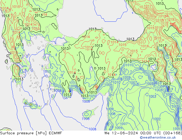 pressão do solo ECMWF Qua 12.06.2024 00 UTC