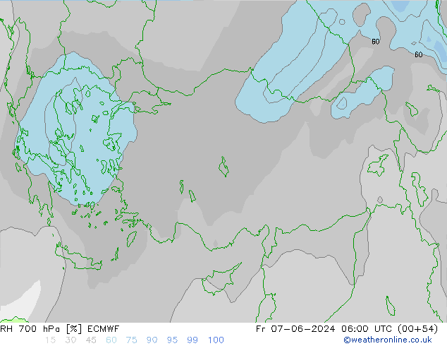 RH 700 hPa ECMWF Fr 07.06.2024 06 UTC